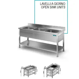 LAVELLO A GIORNO 2 VASCHE CON GOCCIOLATOI AI LATI