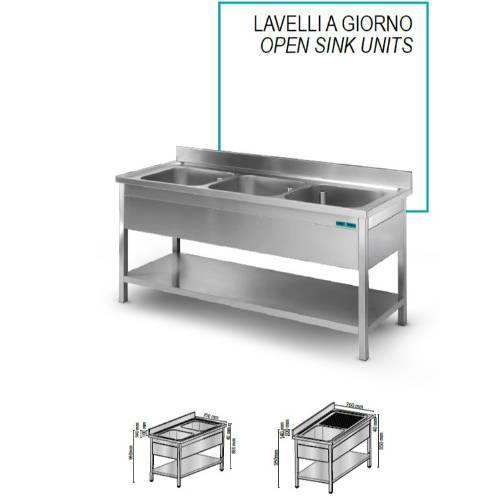 LAVELLO A GIORNO 2 VASCHE CON GOCCIOLATOI AI LATI
