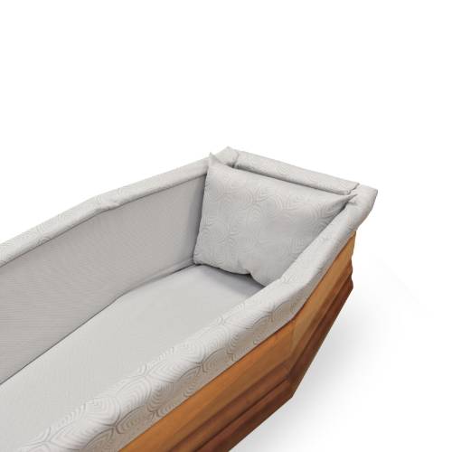 Grey Perla coffin padding with Jacquard